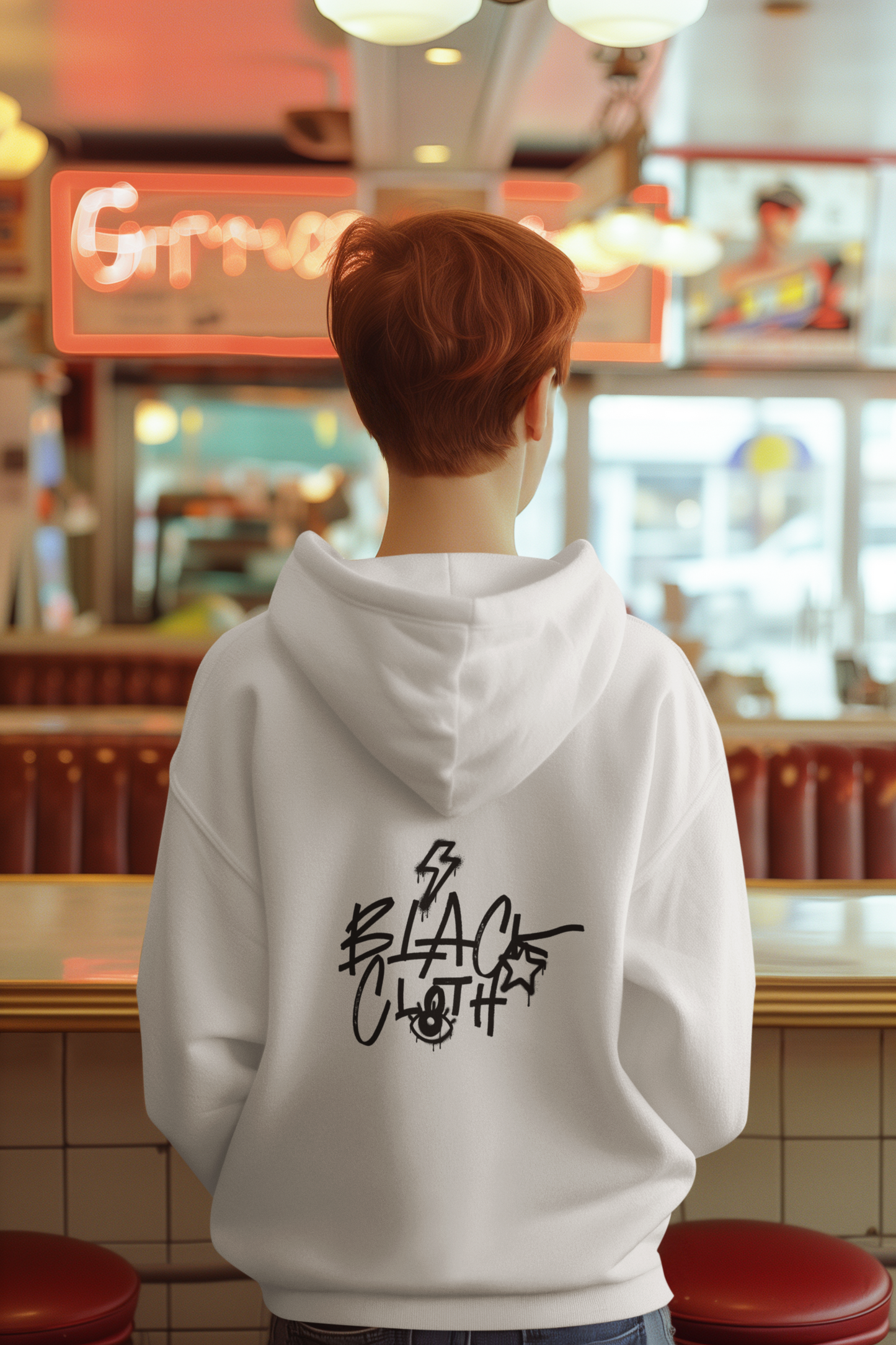 BLACK CLOTH OVERSIZED HOODIE