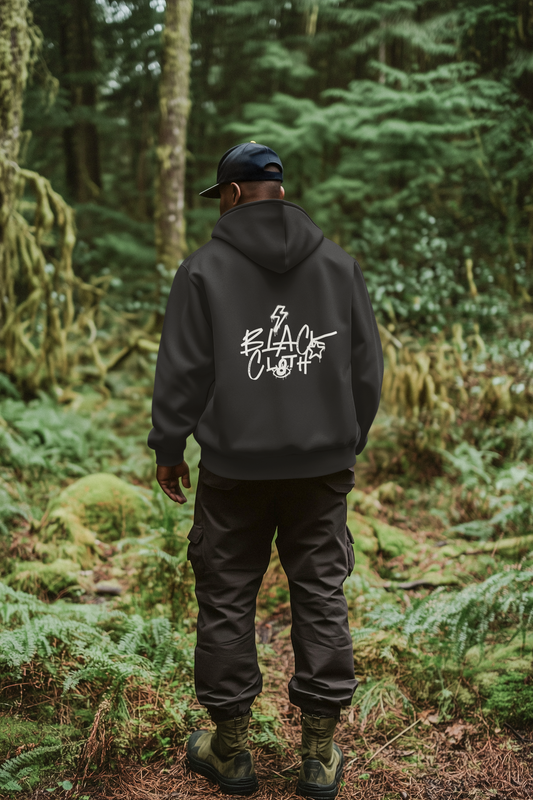 BLACK CLOTH OVERSIZED HOODIE