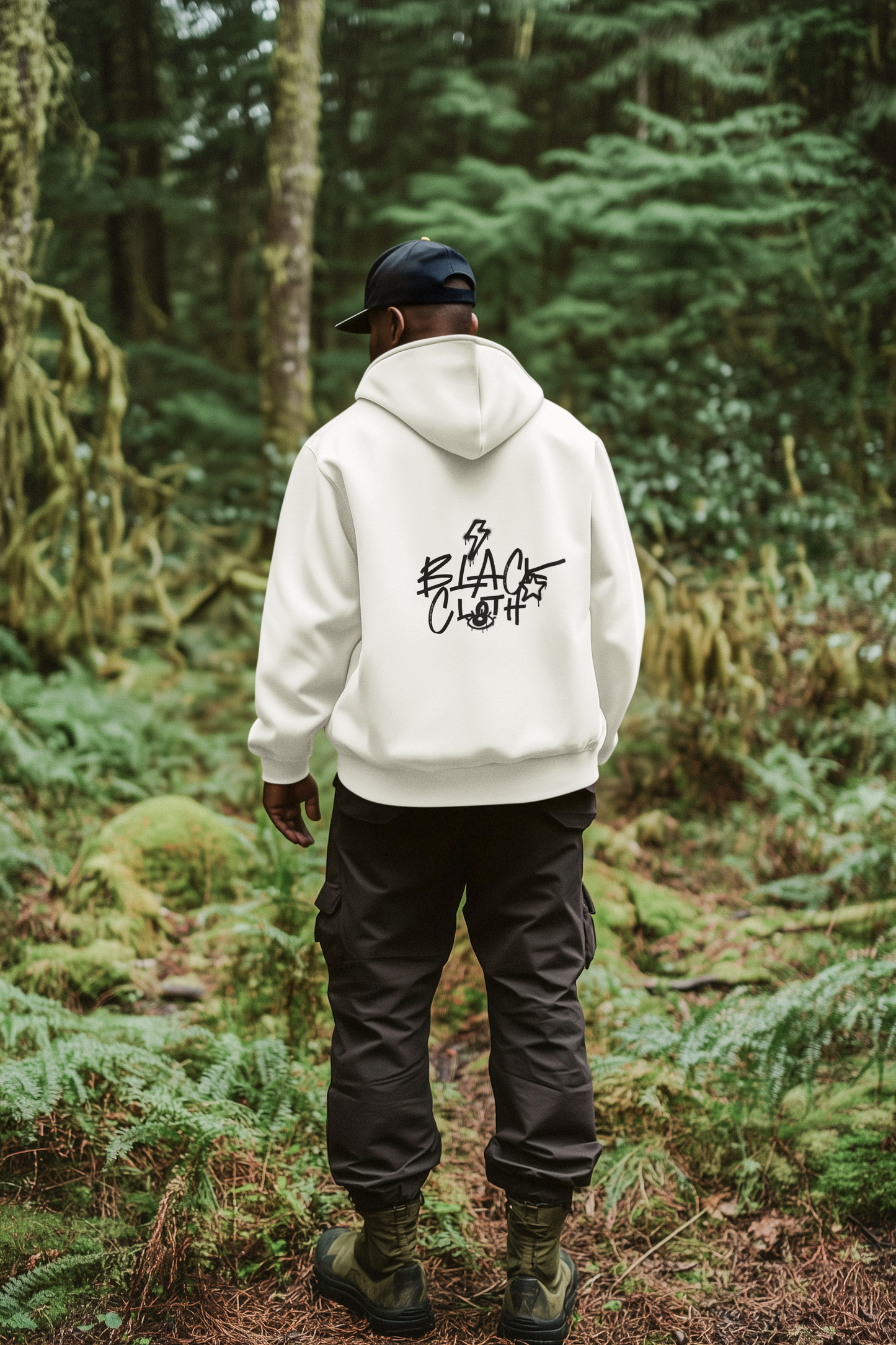 BLACK CLOTH OVERSIZED HOODIE
