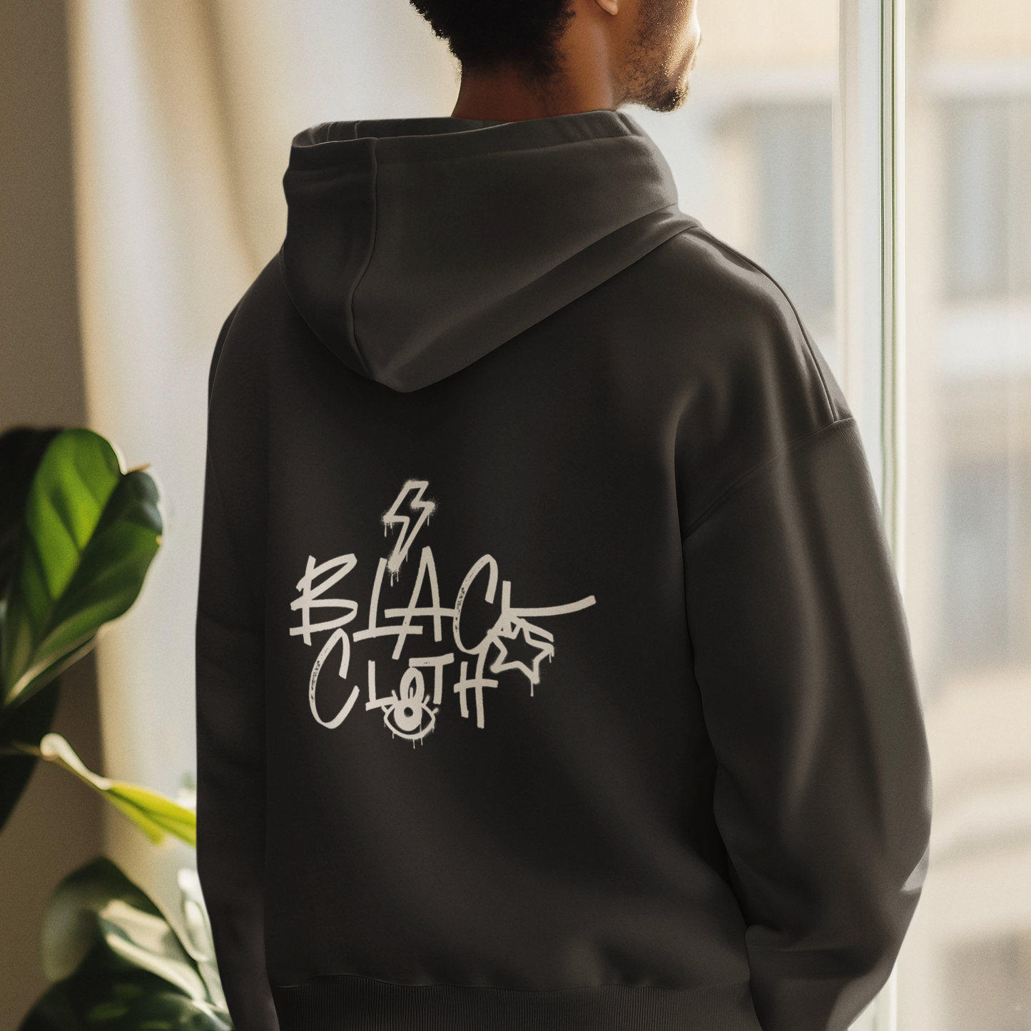 BLACK CLOTH OVERSIZED HOODIE