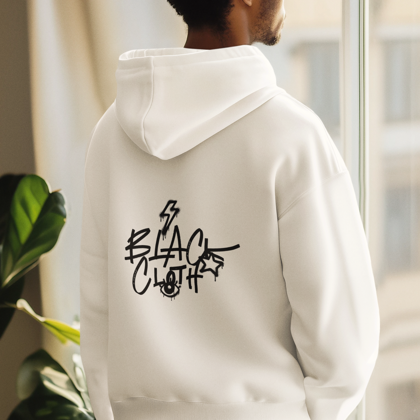BLACK CLOTH OVERSIZED HOODIE