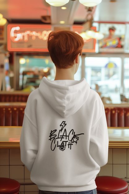 BLACK CLOTH OVERSIZED HOODIE